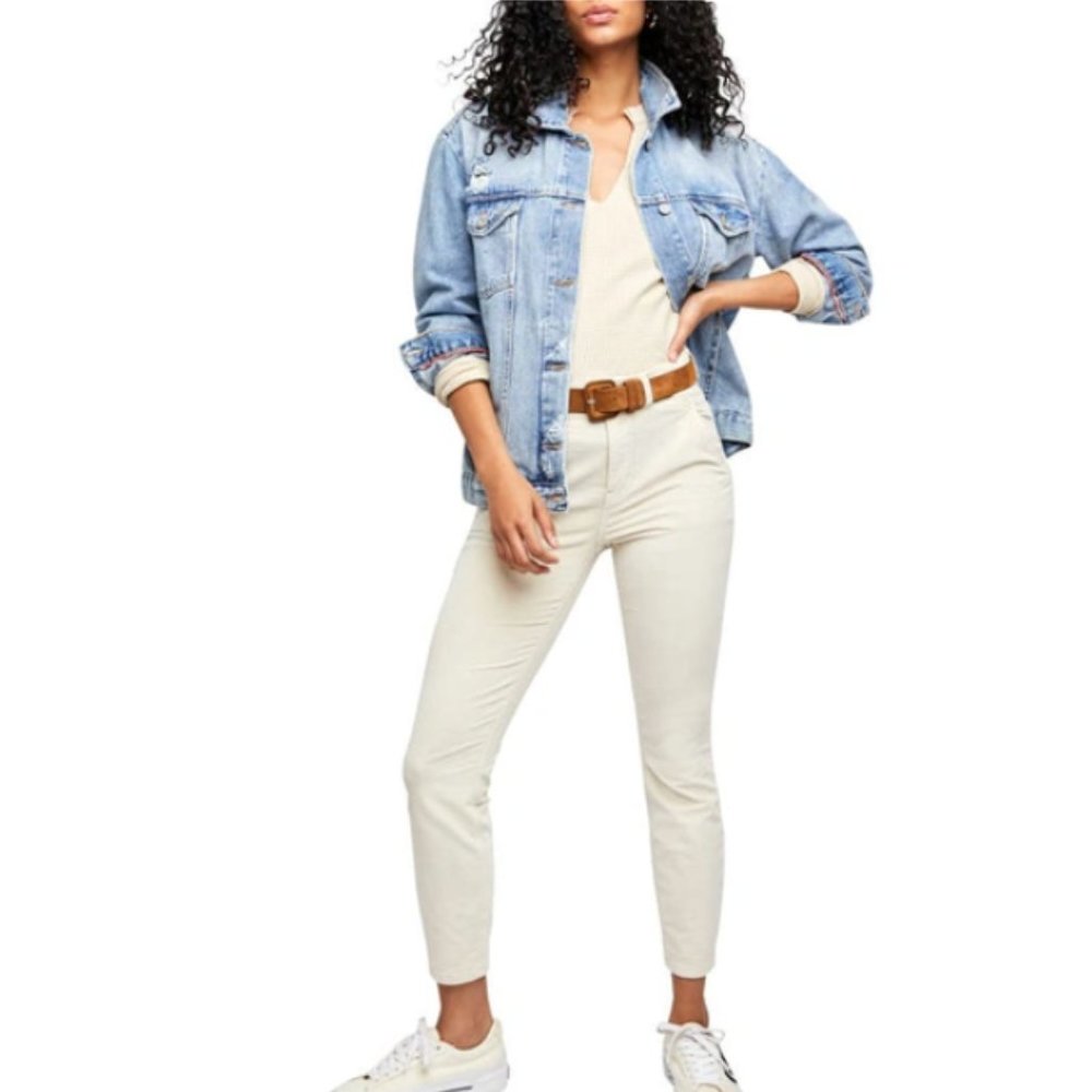 NWT FREE PEOPLE Fine Line Straight Leg Crop Jeans In Moon RisingSZ-14